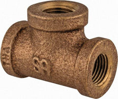 Merit Brass - Class 125, 1-1/4" Internal Pipe, Lead Free Brass Tee - FNPT x FNPT x FNPT - USA Tool & Supply