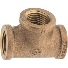 Merit Brass - Class 125, 1/2" Internal Pipe, Brass Tee - FNPT x FNPT x FNPT - USA Tool & Supply