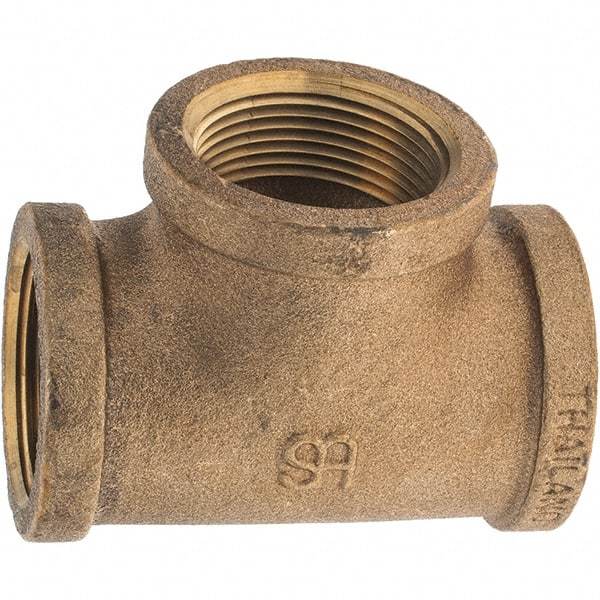 Merit Brass - Class 125, 1-1/4" Internal Pipe, Brass Tee - FNPT x FNPT x FNPT - USA Tool & Supply