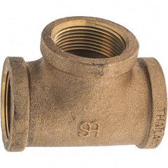 Merit Brass - Class 125, 1-1/4" Internal Pipe, Brass Tee - FNPT x FNPT x FNPT - USA Tool & Supply