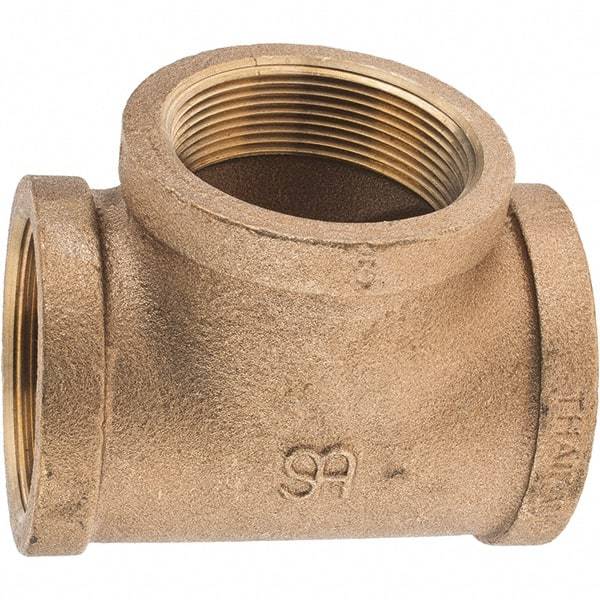 Merit Brass - Class 125, 2" Internal Pipe, Brass Tee - FNPT x FNPT x FNPT - USA Tool & Supply