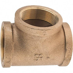 Merit Brass - Class 125, 2" Internal Pipe, Brass Tee - FNPT x FNPT x FNPT - USA Tool & Supply