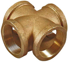 Merit Brass - Class 125, 2" Internal Pipe, Lead Free Brass Cross - FNPT - USA Tool & Supply