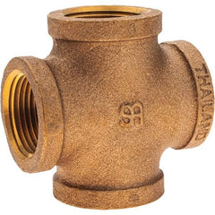 Merit Brass - Class 125, 1" Internal Pipe, Brass Cross - All FNPT - USA Tool & Supply