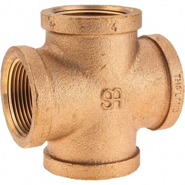 Merit Brass - Class 125, 1-1/4" Internal Pipe, Brass Cross - All FNPT - USA Tool & Supply