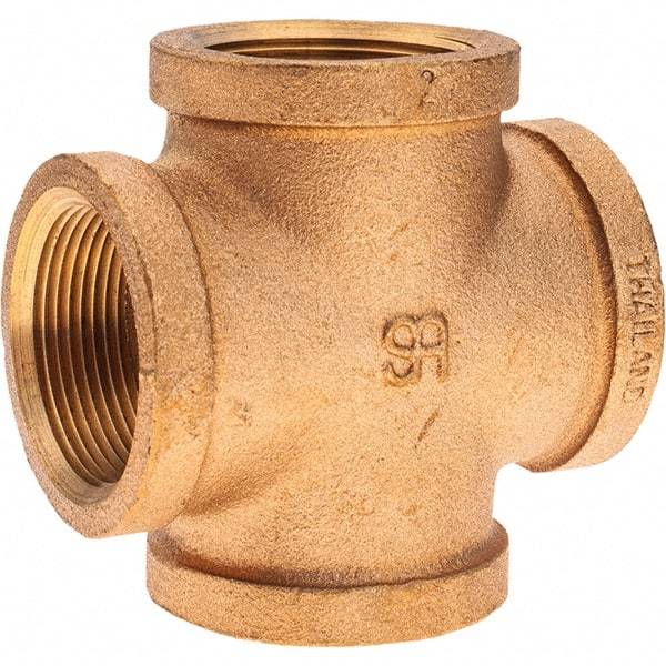 Merit Brass - Class 125, 1-1/2" Internal Pipe, Brass Cross - All FNPT - USA Tool & Supply