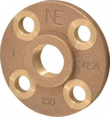 Merit Brass - 1" Pipe, 4-1/4" OD, 11/16" Hub Length, Brass & Chrome Plated, Companion Pipe Flange - 3-1/8" Across Bolt Hole Centers, 5/8" Bolt Hole, Class 125 - USA Tool & Supply