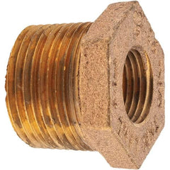 Merit Brass - Class 125, 3/4 x 3/8" Internal Pipe, Brass Hex Bushing - MNPT x FNPT - USA Tool & Supply