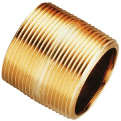 Merit Brass - 8" Long, 1-1/4" Pipe Threaded Brass Pipe Nipple - BSPT Thread, Red Brass - USA Tool & Supply