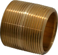 Merit Brass - 1-3/4" Long, 1-1/2" Pipe Threaded Brass Pipe Nipple - NPT Thread, Red Brass - USA Tool & Supply