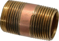 Merit Brass - 2" Long, 1" Pipe Threaded Brass Pipe Nipple - NPT Thread, Red Brass - USA Tool & Supply