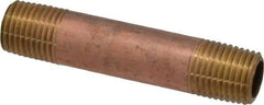 Merit Brass - 2-1/2" Long, 1/4" Pipe Threaded Brass Pipe Nipple - NPT Thread, Red Brass - USA Tool & Supply