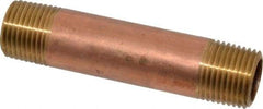 Merit Brass - 3-1/2" Long, 1/2" Pipe Threaded Brass Pipe Nipple - NPT Thread, Red Brass - USA Tool & Supply