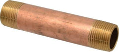 Merit Brass - 4-1/2" Long, 3/4" Pipe Threaded Brass Pipe Nipple - NPT Thread, Red Brass - USA Tool & Supply