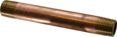 Merit Brass - 5-1/2" Long, 1/2" Pipe Threaded Brass Pipe Nipple - NPT Thread, Red Brass - USA Tool & Supply