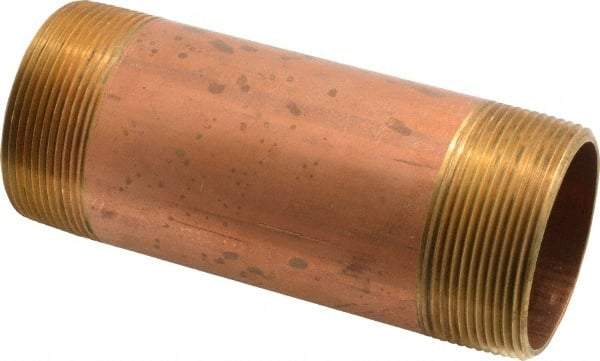 Merit Brass - 5-1/2" Long, 2" Pipe Threaded Brass Pipe Nipple - NPT Thread, Red Brass - USA Tool & Supply