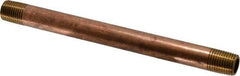 Merit Brass - 6" Long, 1/4" Pipe Threaded Brass Pipe Nipple - NPT Thread, Red Brass - USA Tool & Supply