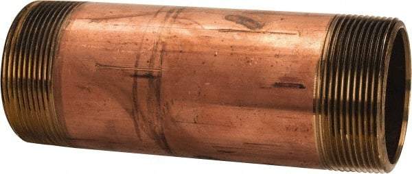 Merit Brass - 6" Long, 2" Pipe Threaded Brass Pipe Nipple - NPT Thread, Red Brass - USA Tool & Supply