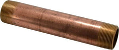 Merit Brass - 8" Long, 1-1/4" Pipe Threaded Brass Pipe Nipple - NPT Thread, Red Brass - USA Tool & Supply