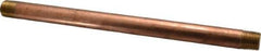 Merit Brass - 12" Long, 1/2" Pipe Threaded Brass Pipe Nipple - NPT Thread, Red Brass - USA Tool & Supply