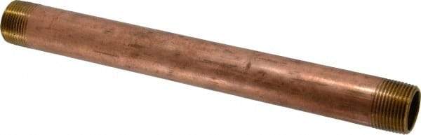 Merit Brass - 12" Long, 1" Pipe Threaded Brass Pipe Nipple - NPT Thread, Red Brass - USA Tool & Supply