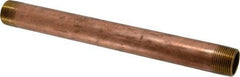 Merit Brass - 12" Long, 1" Pipe Threaded Brass Pipe Nipple - NPT Thread, Red Brass - USA Tool & Supply