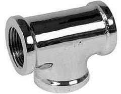 Merit Brass - Class 125, 1" Internal Pipe, Red Brass & Chrome Tee - FNPT x FNPT - USA Tool & Supply