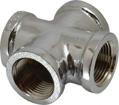 Merit Brass - Class 125, 3/4" Internal Pipe, Red Brass & Chrome Cross - All FNPT - USA Tool & Supply