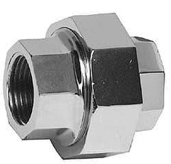 Merit Brass - Class 125, 3/8" Internal Pipe, Red Brass & Chrome Union - FNPT x FNPT - USA Tool & Supply