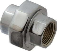 Merit Brass - Class 125, 3/4" Internal Pipe, Red Brass & Chrome Union - FNPT x FNPT - USA Tool & Supply