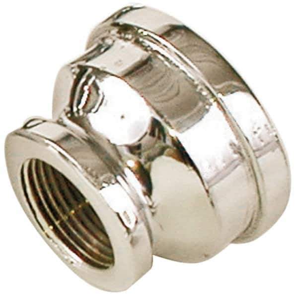 Merit Brass - Class 125, 1 x 1/2" Internal Pipe, Red Brass & Chrome Reducing Coupling - FNPT x FNPT - USA Tool & Supply