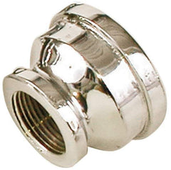 Merit Brass - Class 125, 1 x 3/4" Internal Pipe, Red Brass & Chrome Reducing Coupling - FNPT x FNPT - USA Tool & Supply