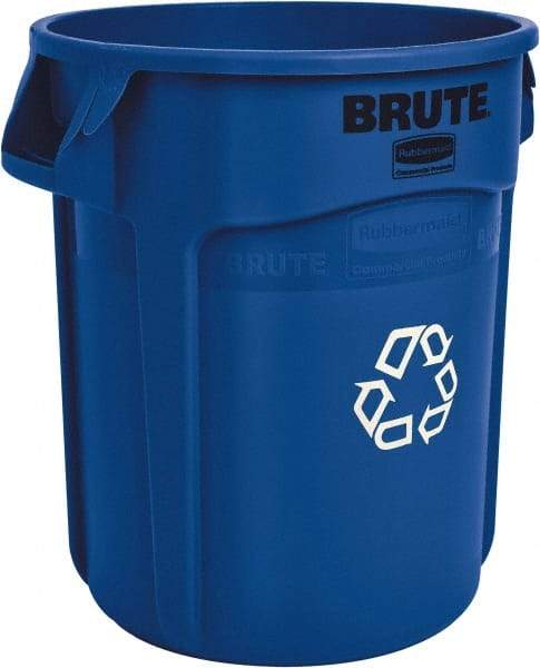 Rubbermaid - 32 Gal Blue Round Recycling Container - Polyethylene, 27-1/4" High - USA Tool & Supply