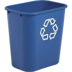 Rubbermaid - 14 Qt Blue Rectangle Recycling Container - Polyethylene, 12-1/8" High x 11.38" Long x 8-1/4" Wide - USA Tool & Supply