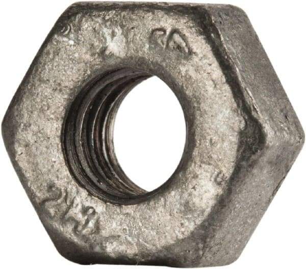 Value Collection - 1/4-20 UNC Steel Right Hand Heavy Hex Nut - 1/2" Across Flats, 15/64" High, Galvanized Finish - USA Tool & Supply