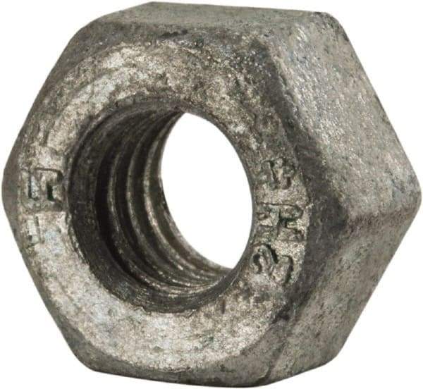 Value Collection - 5/16-18 UNC Steel Right Hand Heavy Hex Nut - 9/16" Across Flats, 19/64" High, Galvanized Finish - USA Tool & Supply