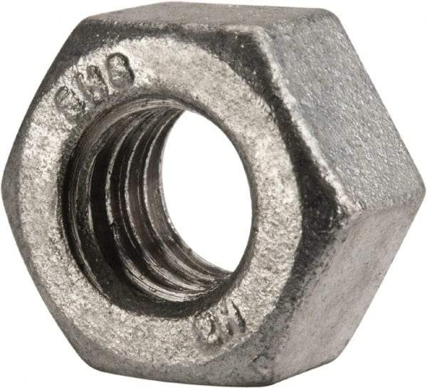 Value Collection - 7/16-14 UNC Steel Right Hand Heavy Hex Nut - 3/4" Across Flats, 27/64" High, Galvanized Finish - USA Tool & Supply