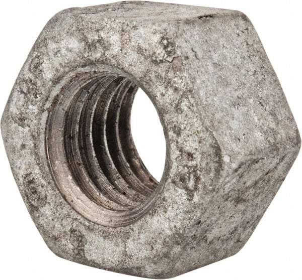 Value Collection - 9/16-12 UNC Steel Right Hand Heavy Hex Nut - 15/16" Across Flats, 35/64" High, Galvanized Finish - USA Tool & Supply