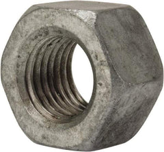 Value Collection - 1-8 UNC Steel Right Hand Heavy Hex Nut - 1-5/8" Across Flats, 63/64" High, Galvanized Finish - USA Tool & Supply