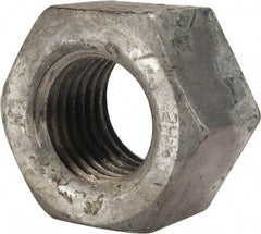Value Collection - 1-3/8 - 6 UNC Steel Right Hand Heavy Hex Nut - 2-3/16" Across Flats, 1-11/32" High, Hot Dipped Galvanized Finish - USA Tool & Supply