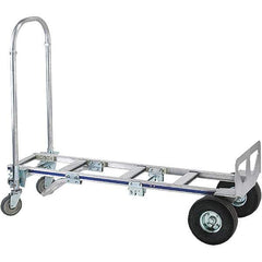 Wesco Industrial Products - 1,200 Lb Capacity 61-3/4" OAH Hand Truck - 18 x 7-1/2" Base Plate, Continuous Handle, Aluminum, Full Pneumatic Wheels - USA Tool & Supply