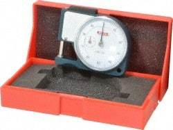 SPI - 0 to 1/2 Inch Measurement, 0.001 Inch Graduation, 1/2 Inch Throat Depth, Dial Thickness Gage - 1-7/8 Inch Dial Diameter - USA Tool & Supply