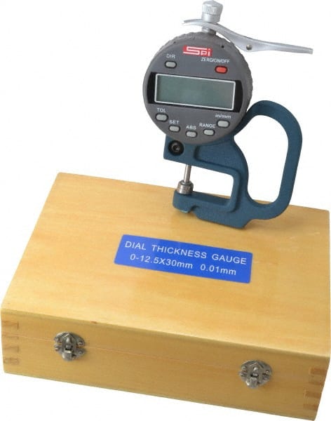 SPI - 0 to 0.5 Inch Measurement, 0.0005 Inch Resolution Electronic Thickness Gage - USA Tool & Supply