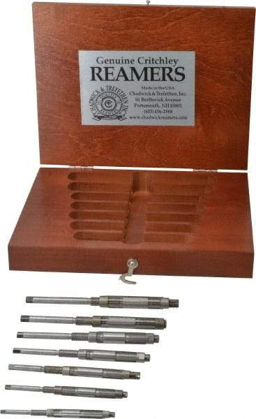 Made in USA - #110 to #104 Diam, 1/4 to 15/32" Variable Diam, Straight Shank, Adjustable Hand Reamer Set - High Speed Steel, Bright Finish, 7 Pieces - USA Tool & Supply