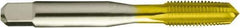 Made in USA - 5/16-24 UNF 2/3B 4 Flute TiN Finish High Speed Steel Straight Flute Standard Hand Tap - Taper, Right Hand Thread, 2-23/32" OAL, 1-1/8" Thread Length, H3 Limit, Oversize - USA Tool & Supply