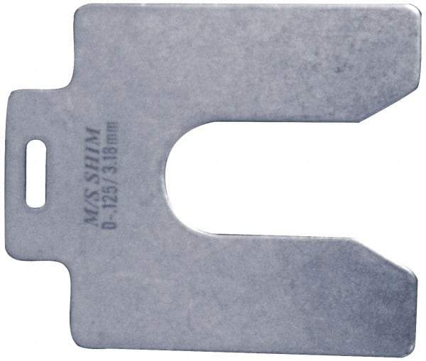 Made in USA - 20 Piece, 4 Inch Long x 4 Inch Wide x 0.009 Inch Thick, Slotted Shim Stock - Stainless Steel, 1-1/4 Inch Wide Slot - USA Tool & Supply