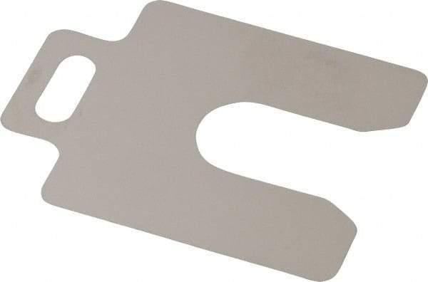 Made in USA - 20 Piece, 2 Inch Long x 2 Inch Wide x 0.004 Inch Thick, Slotted Shim Stock - Stainless Steel, 5/8 Inch Wide Slot - USA Tool & Supply