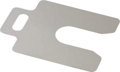 Made in USA - 20 Piece, 2 Inch Long x 2 Inch Wide x 0.006 Inch Thick, Slotted Shim Stock - Stainless Steel, 5/8 Inch Wide Slot - USA Tool & Supply