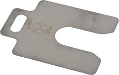 Made in USA - 20 Piece, 2 Inch Long x 2 Inch Wide x 0.015 Inch Thick, Slotted Shim Stock - Stainless Steel, 5/8 Inch Wide Slot - USA Tool & Supply