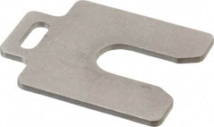 Made in USA - 5 Piece, 2 Inch Long x 2 Inch Wide x 0.1 Inch Thick, Slotted Shim Stock - Stainless Steel, 5/8 Inch Wide Slot - USA Tool & Supply